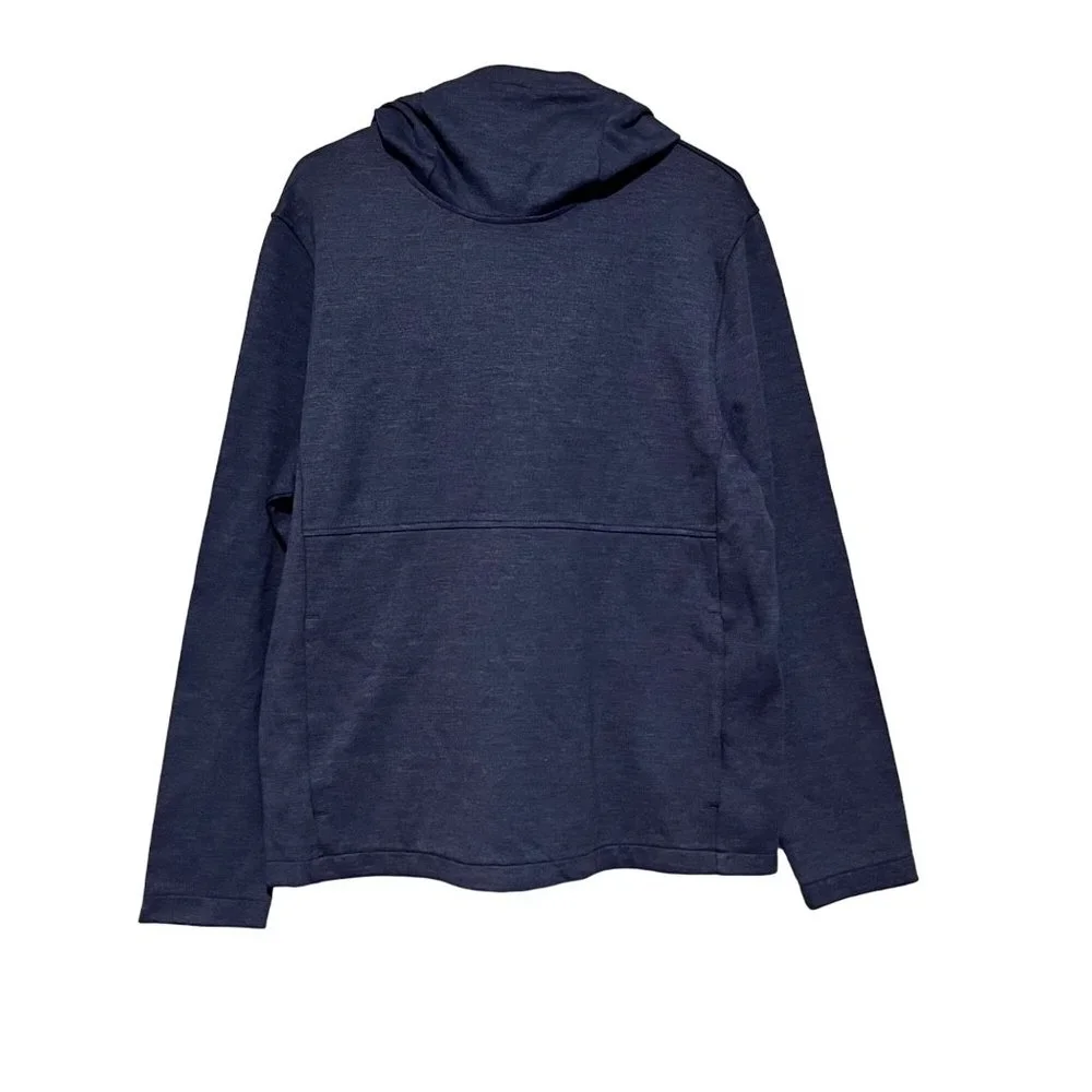 J Crew Authentic Fleece‎ Gray Mens Pullover Mock Neck Hooded Sweater Size M
